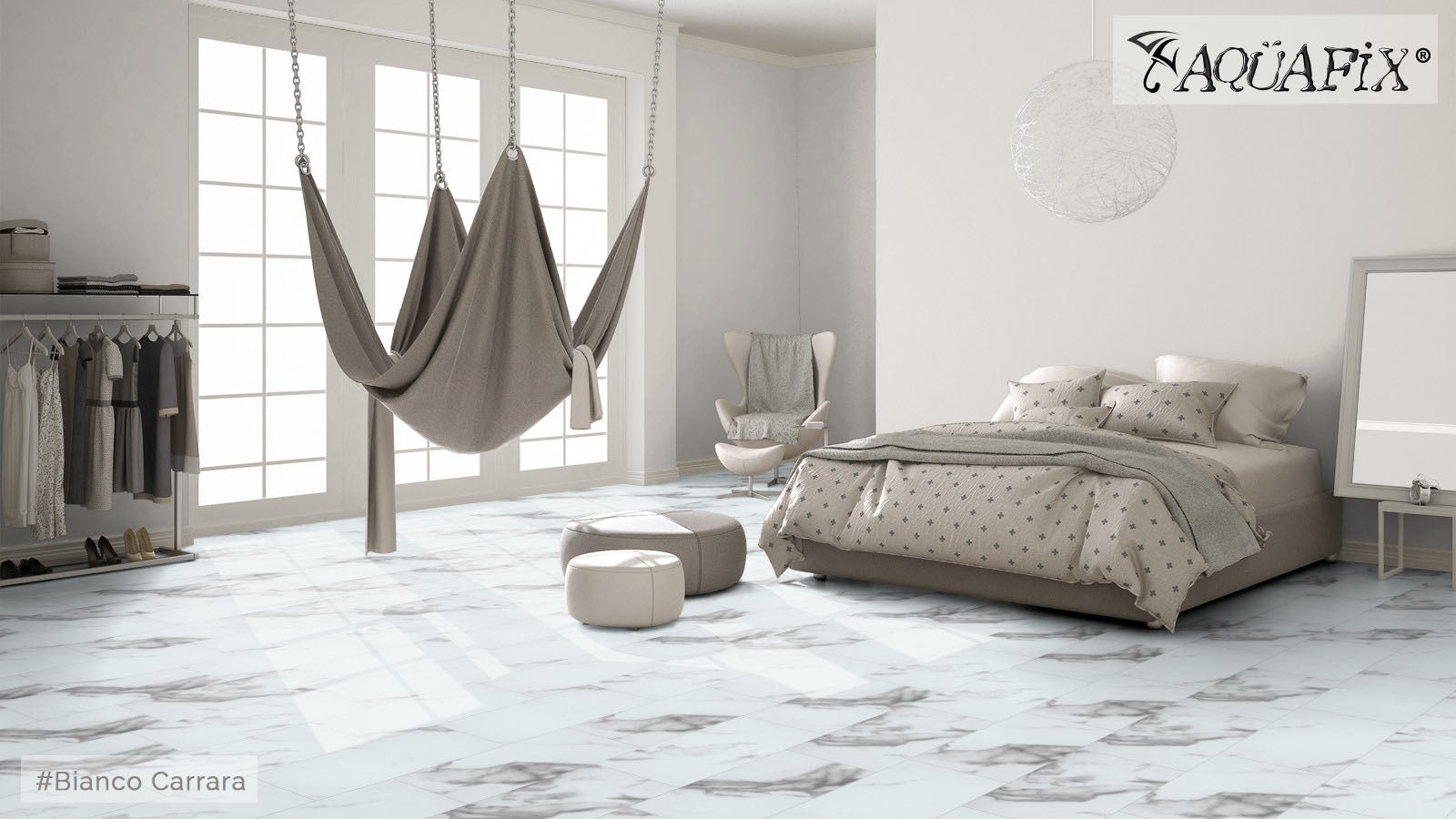 AquaFix SPC Smart Tile — Bianco Carrara