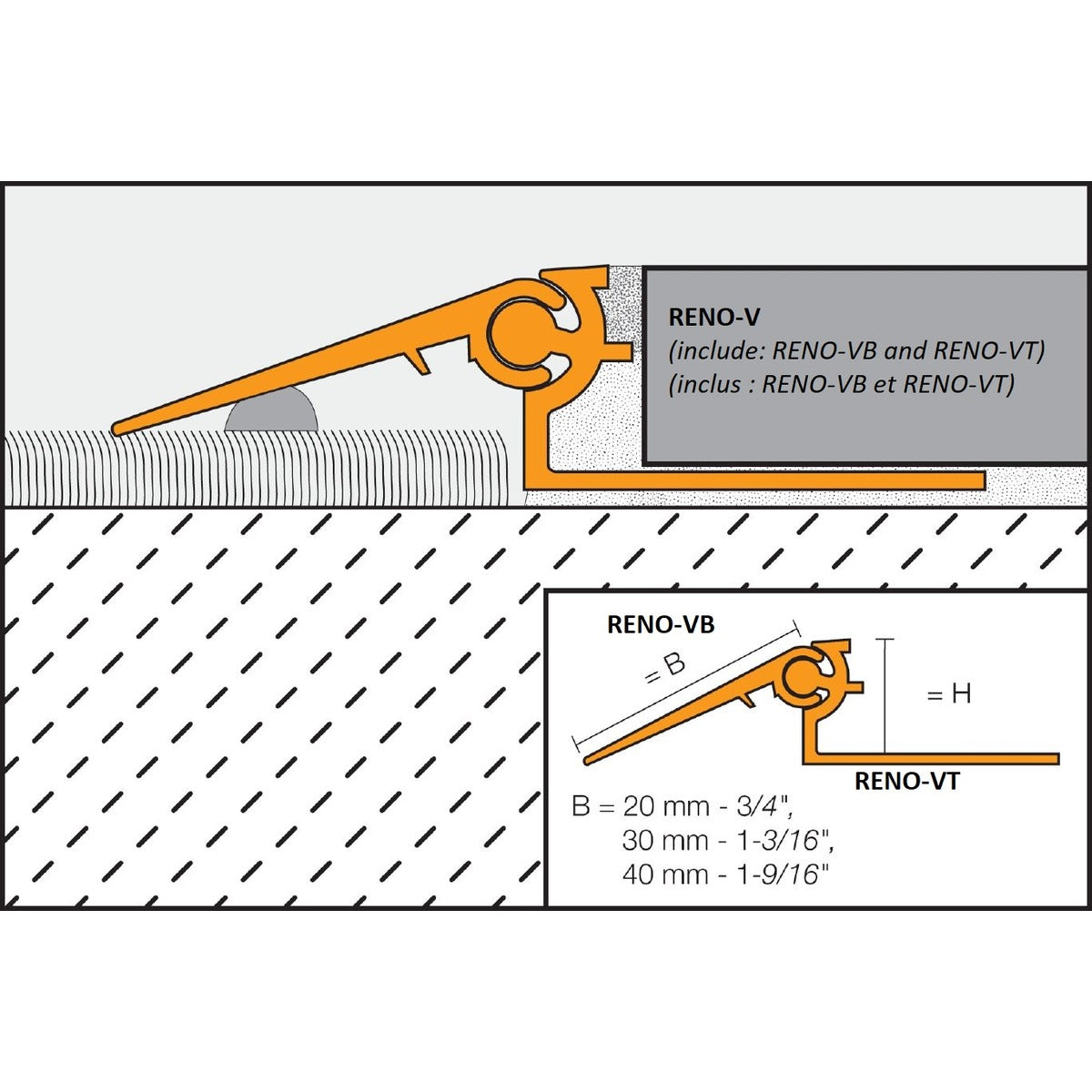 Schluter® RENO-VT Support Profile, Anodized Aluminum, Satin
