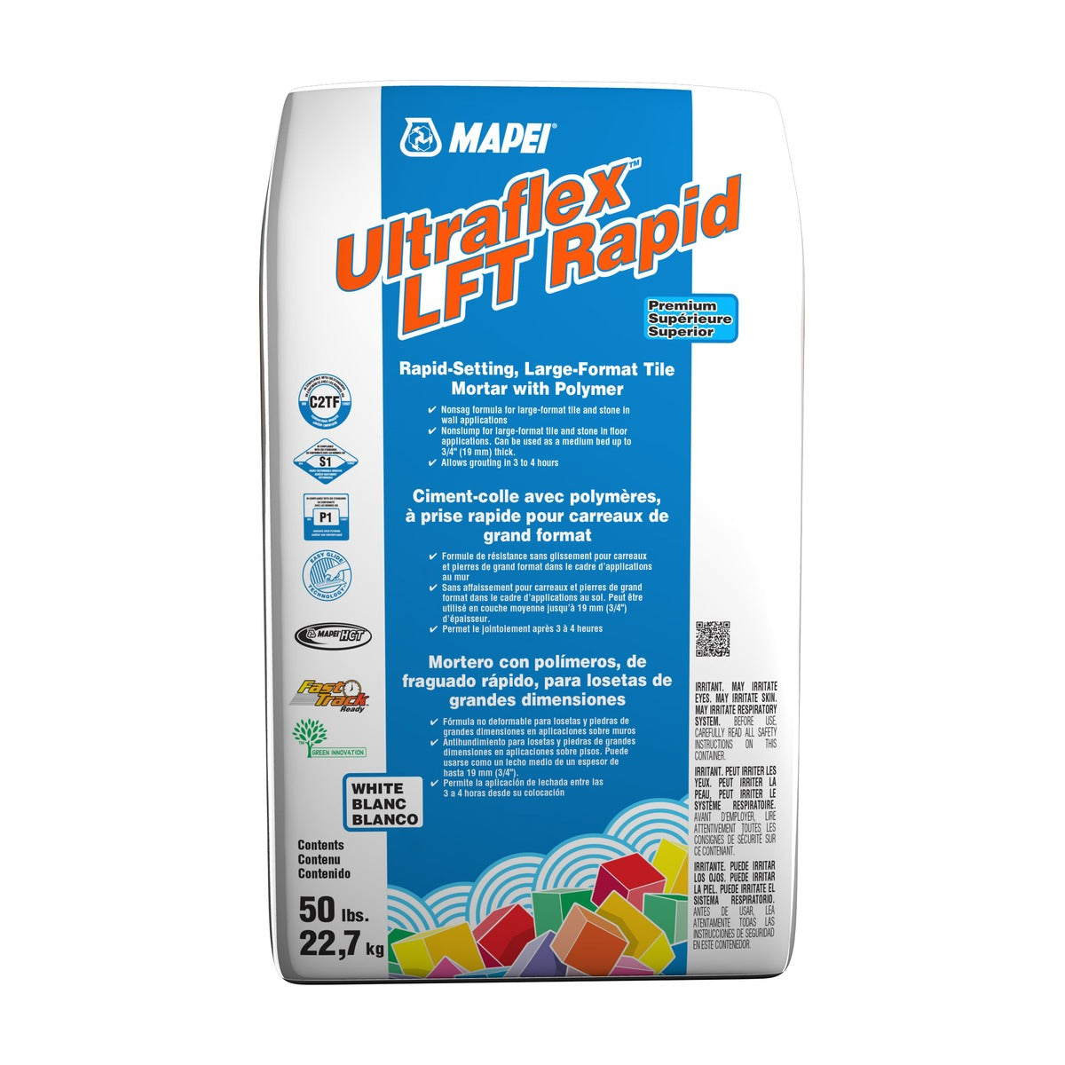 Mapei - Ultraflex LFT Rapid Fast-Setting Large & Heavy Tile Mortar, White - 50 lb