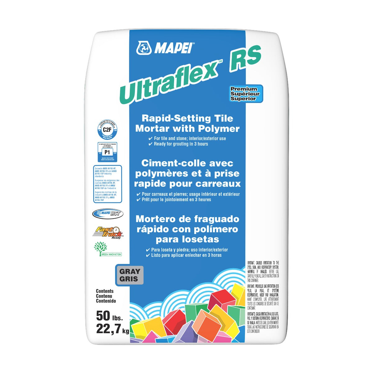 Mapei - Ultraflex RS Premium Rapid-Setting Tile Mortar with Polymer, Gray - 50 lb