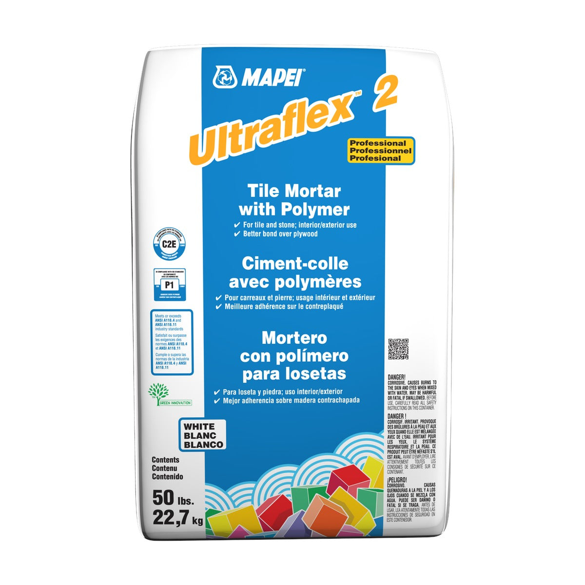 Mapei - Ultraflex 2 Professional Tile Mortar with Polymer, White - 50 lb