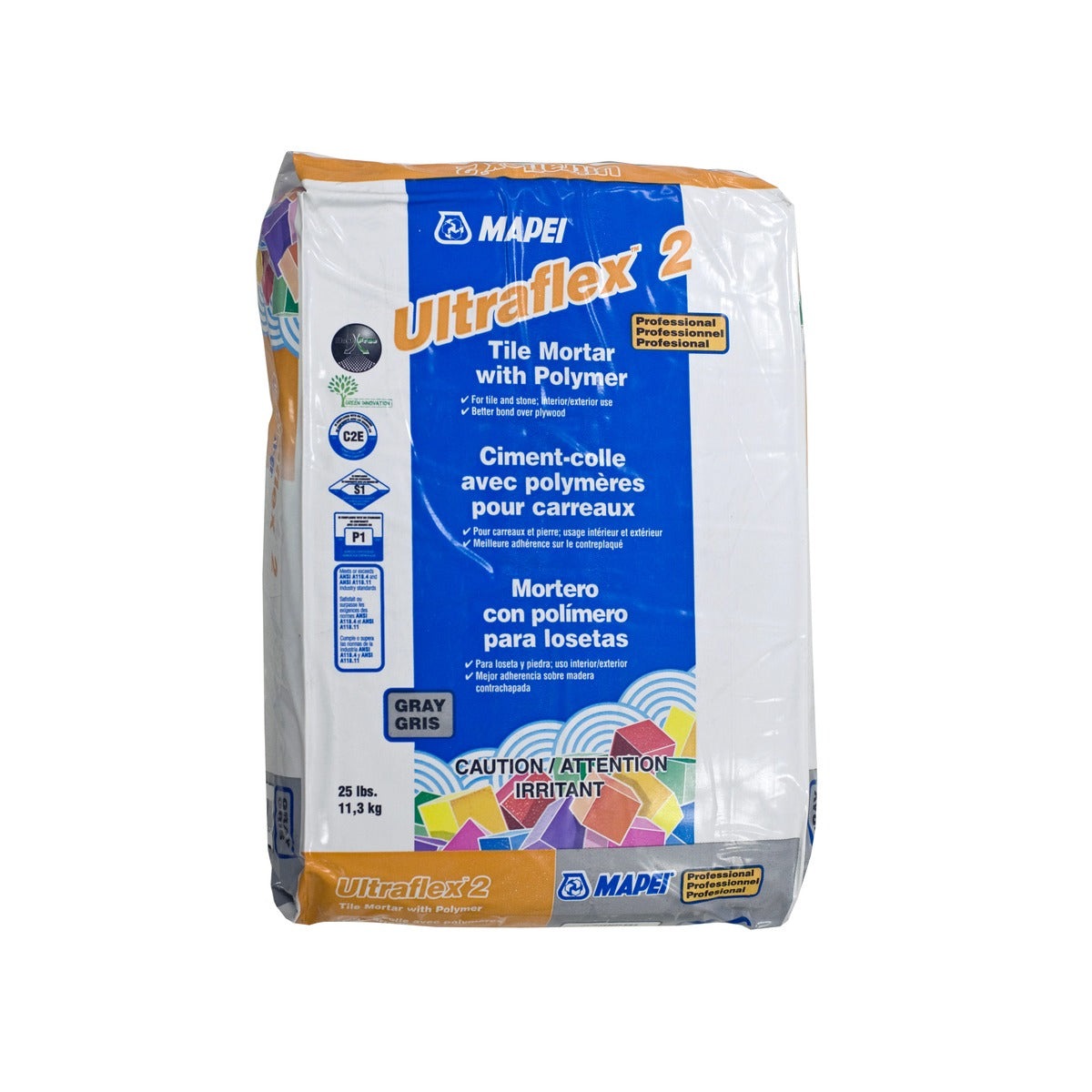 Mapei - Ultraflex 2 Professional Tile Mortar with Polymer, Gray - 25 lb