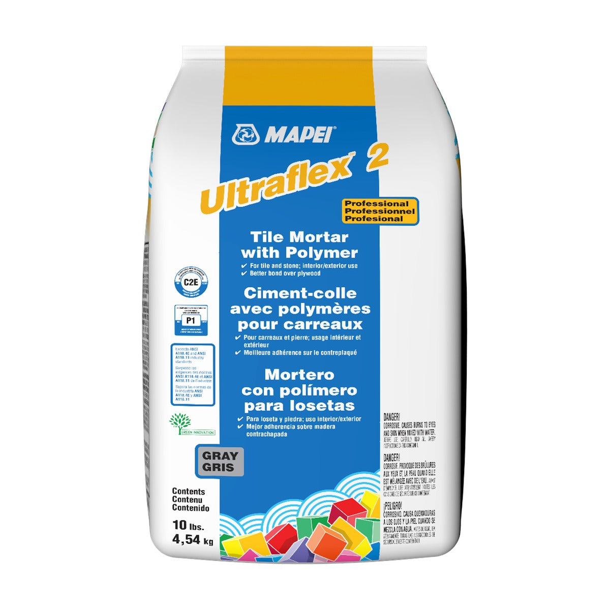 Mapei - Ultraflex 2 Professional Tile Mortar with Polymer, Gray - 10 lb