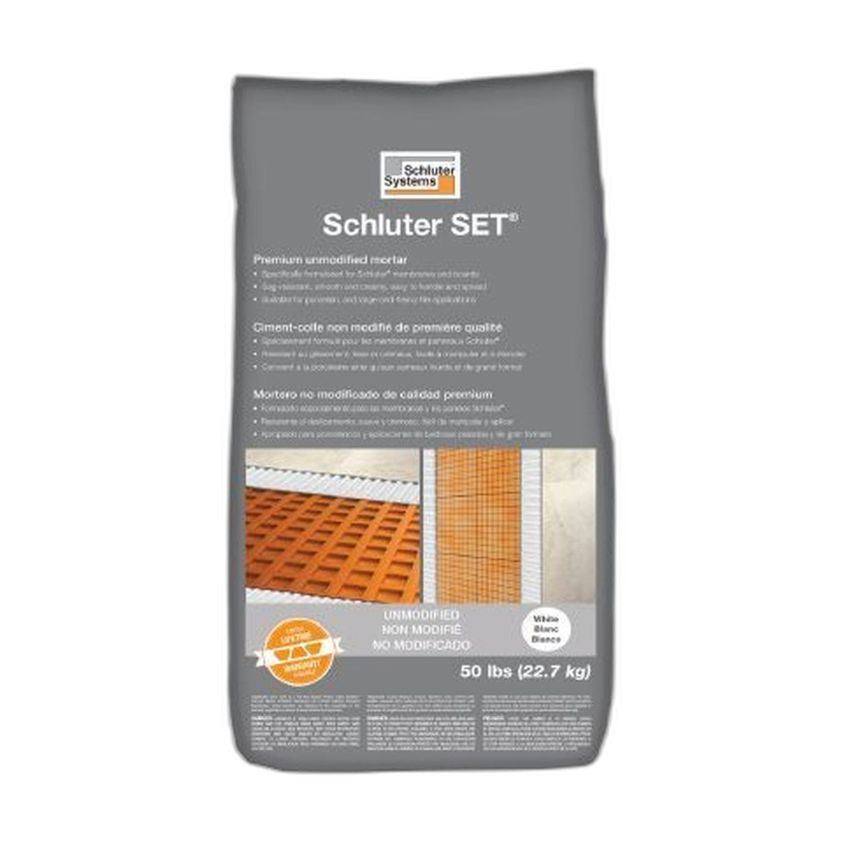 schluter set unmodified mortar