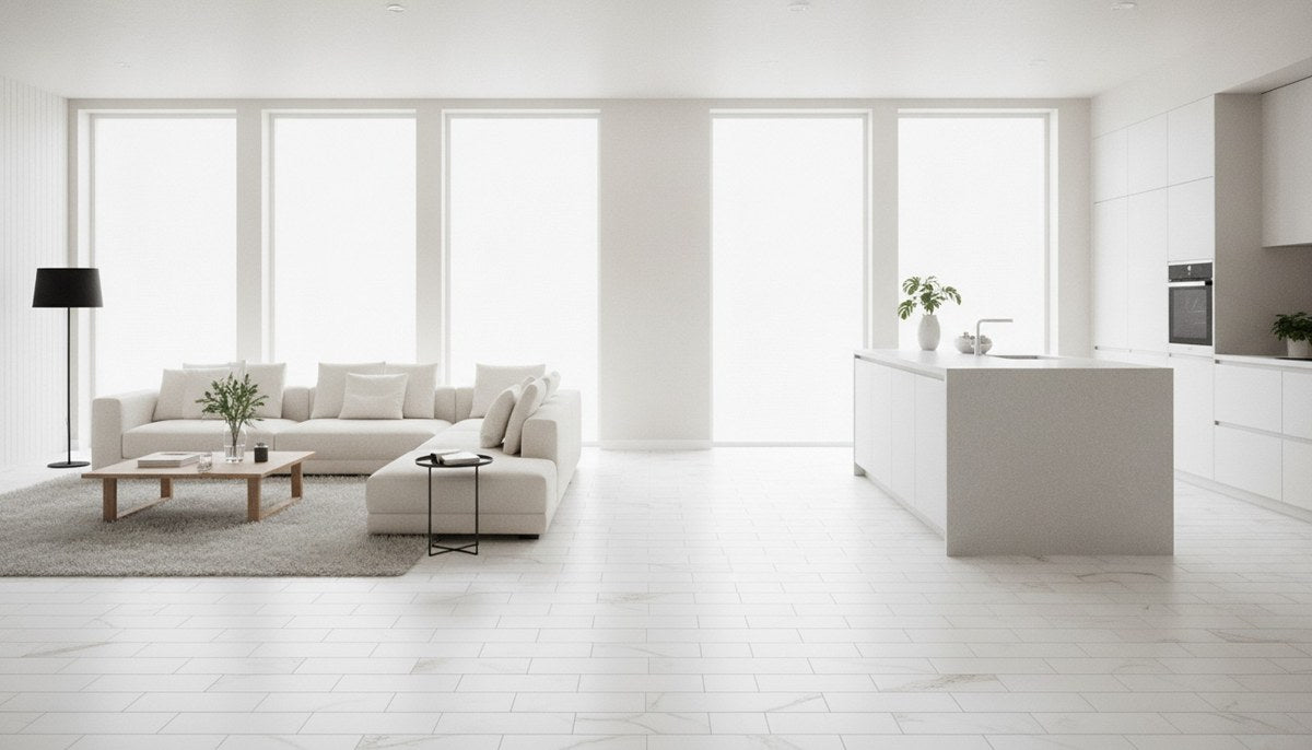 AquaFix Smart Tile (Dryback) Classico Carrara room scene