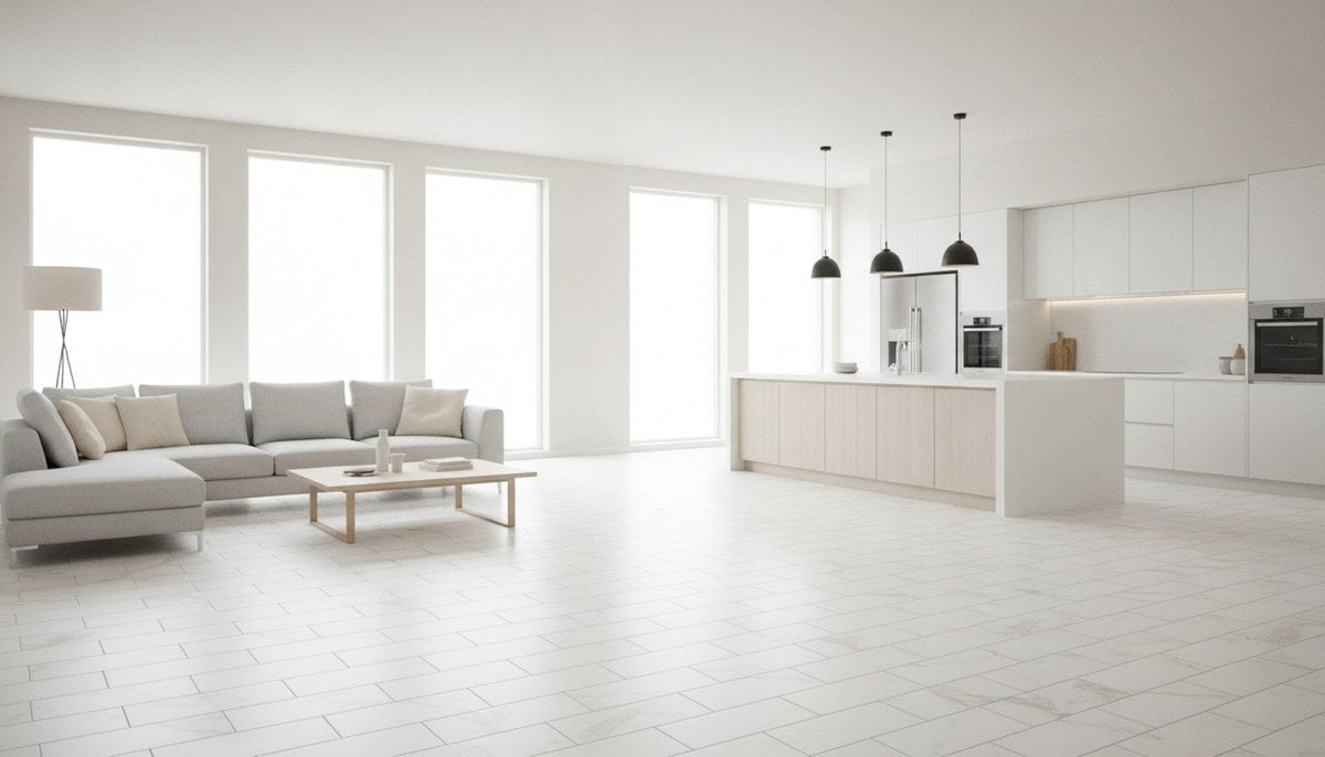 AquaFix Smart Tile (LVP) Classico Carrara room scene