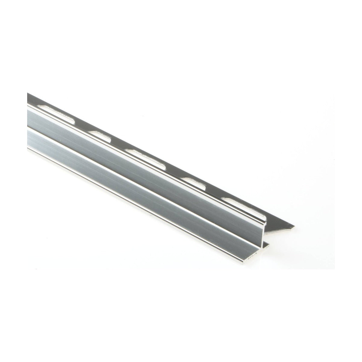 Schluter® INDEC Recess Corner Trim, Anodized Aluminum, Polished Chrome