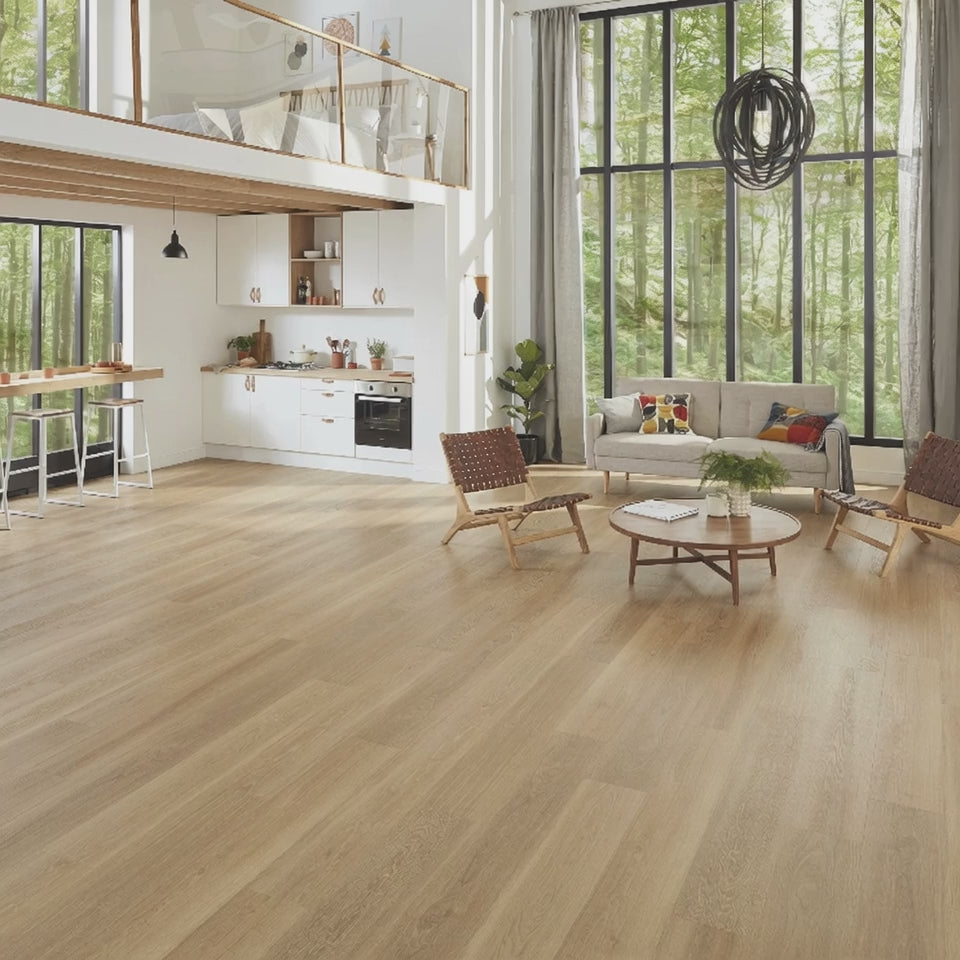 Load video: Korlok - Warm Brushed Oak by Karndean (9" x 56") 34.4 SQ/FT per box