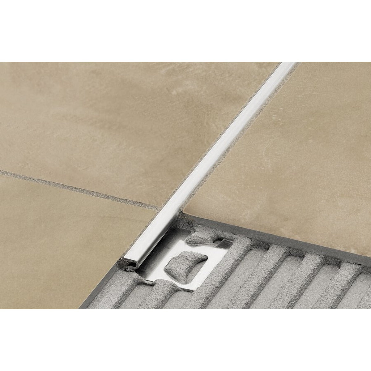 Schluter® DECO Reveal Profile, Stainless Steel, installed