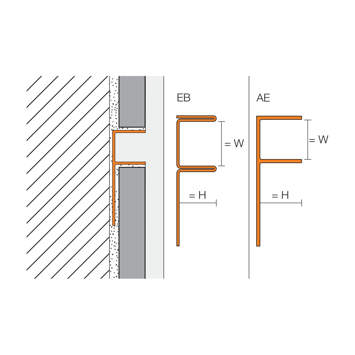 Schluter® DECO-SG Shadow Gap Profile, Anodized Aluminum, cross-section