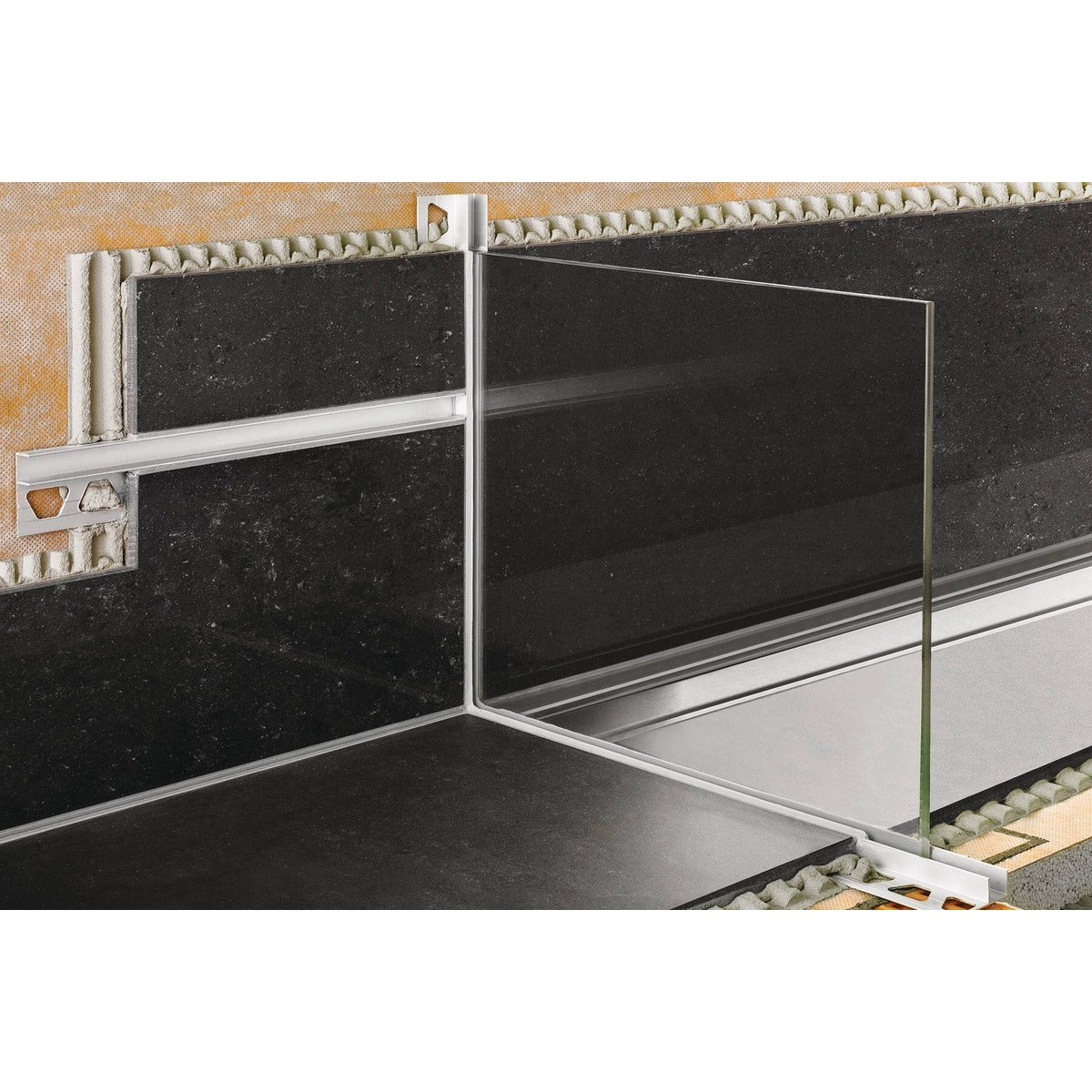Schluter® DECO-SG Shadow Gap Profile, Anodized Aluminum, installed