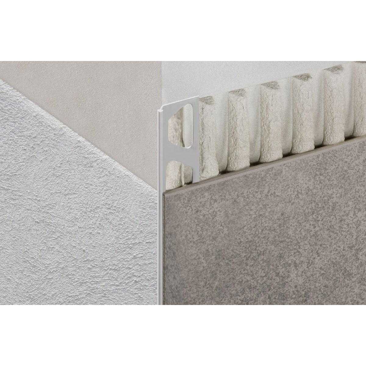 Schluter® FINEC Trim, Anodized Aluminum, installed