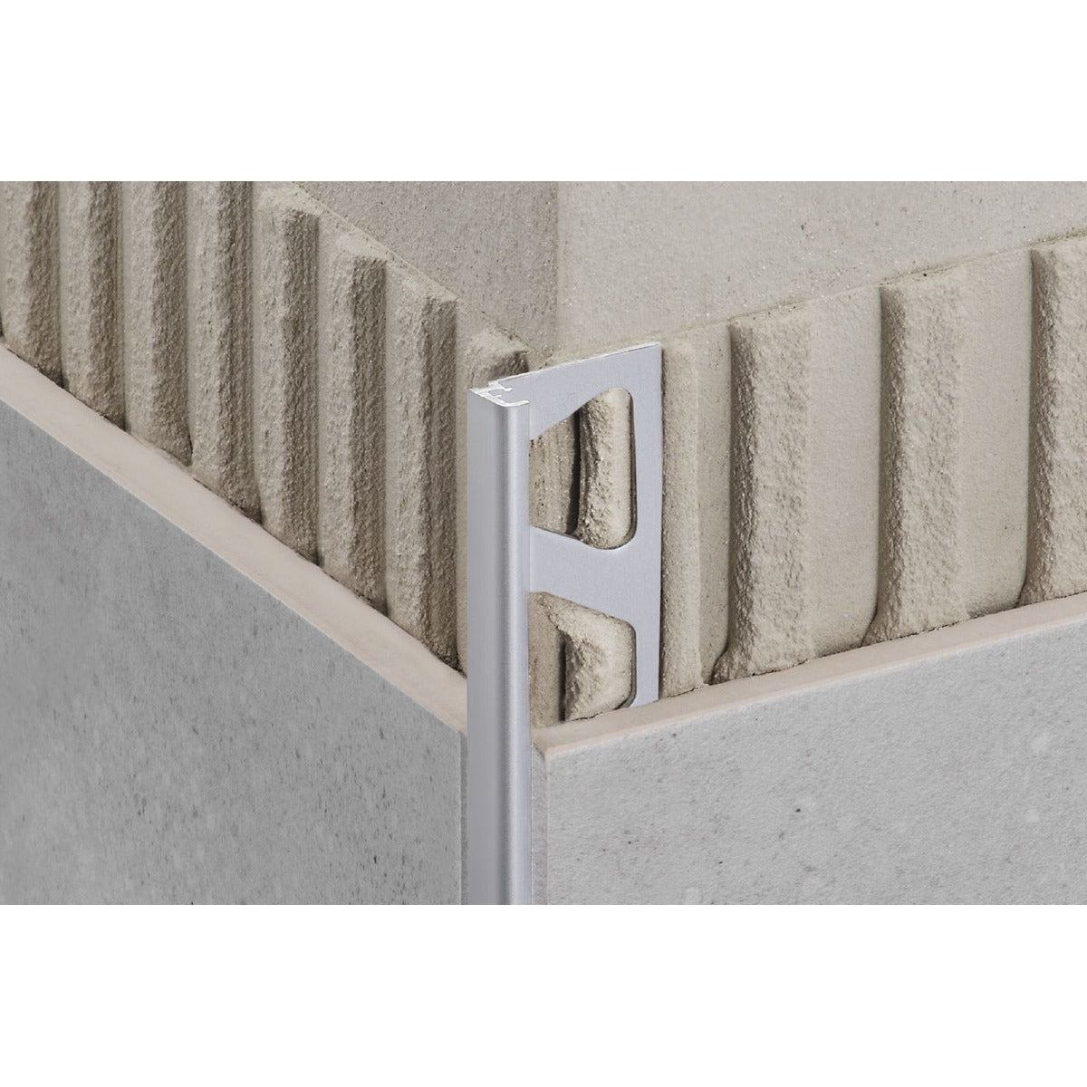 Schluter® JOLLY Edge Trim, Anodized Aluminum, installed