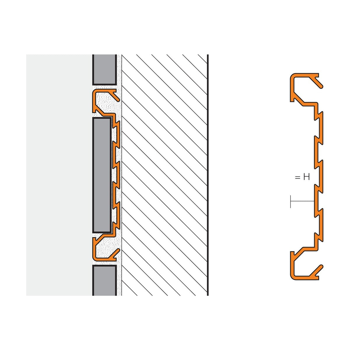 Schluter® QUADEC-FS Deco Profile, Anodized Aluminum, cross-section