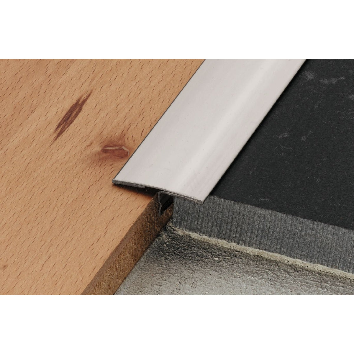 Schluter® RENO-T Transition, Anodized Aluminum, installed