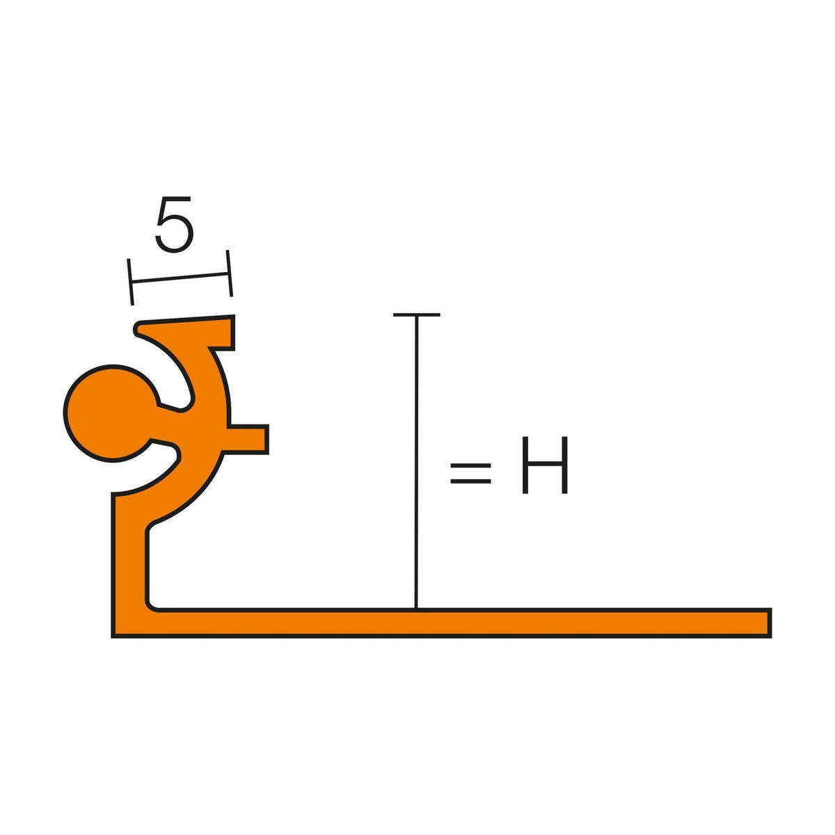 Schluter® RENO-VT Support Profile, Anodized Aluminum, cross-section