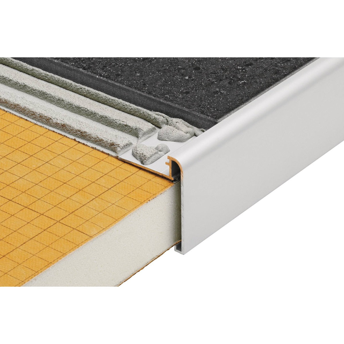 Schluter® RONDEC-STEP-39 Profile, Anodized Aluminum, installed