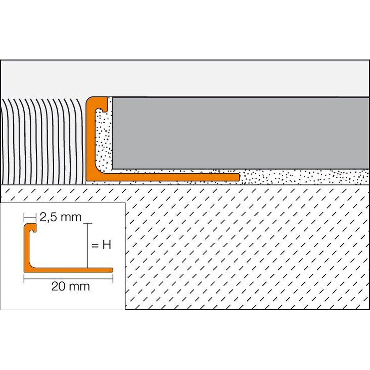 Schluter® SCHIENE-BASIC Profile, Anodized Aluminum, cross-section
