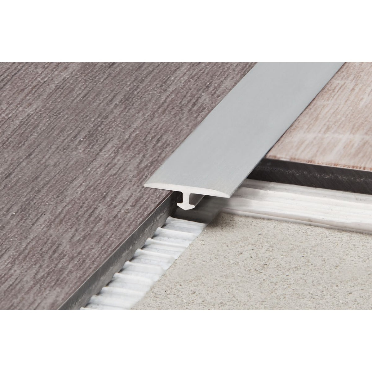 Schluter® VINPRO-T Transition, Anodized Aluminum, installed