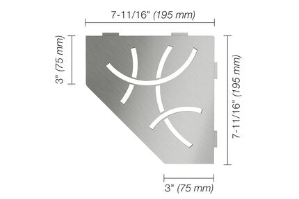 Schluter® SHELF PENTAGON CORNER CURVE Brushed Stainless Steel