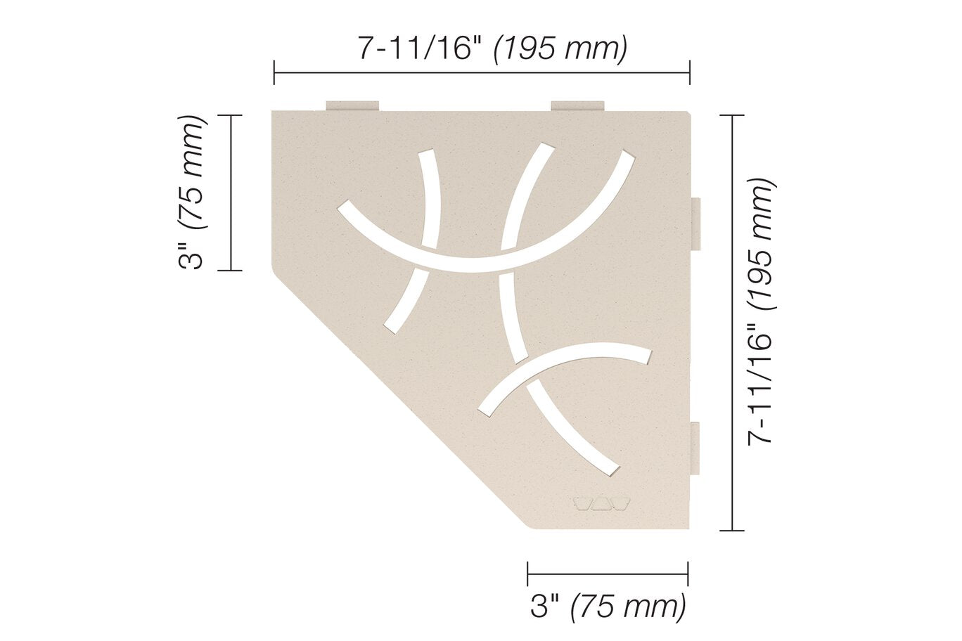 Schluter® SHELF PENTAGONAL CORNER CURVE Ivory