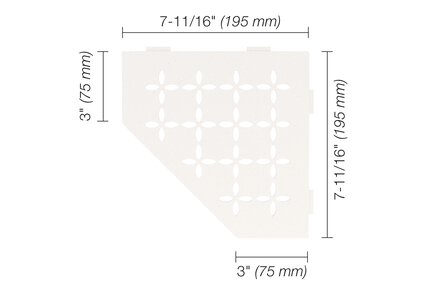 Schluter® SHELF PENTAGON CORNER FLORAL Matte White