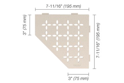 Schluter® SHELF PENTAGONAL CORNER FLORAL Ivory