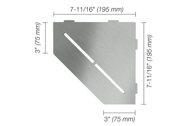 Schluter® SHELF PENTAGON CORNER PURE Brushed Stainless Steel