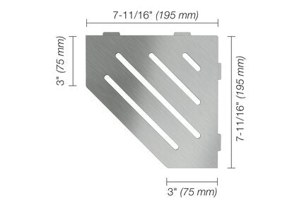 Schluter® SHELF PENTAGON CORNER WAVE Brushed Stainless Steel