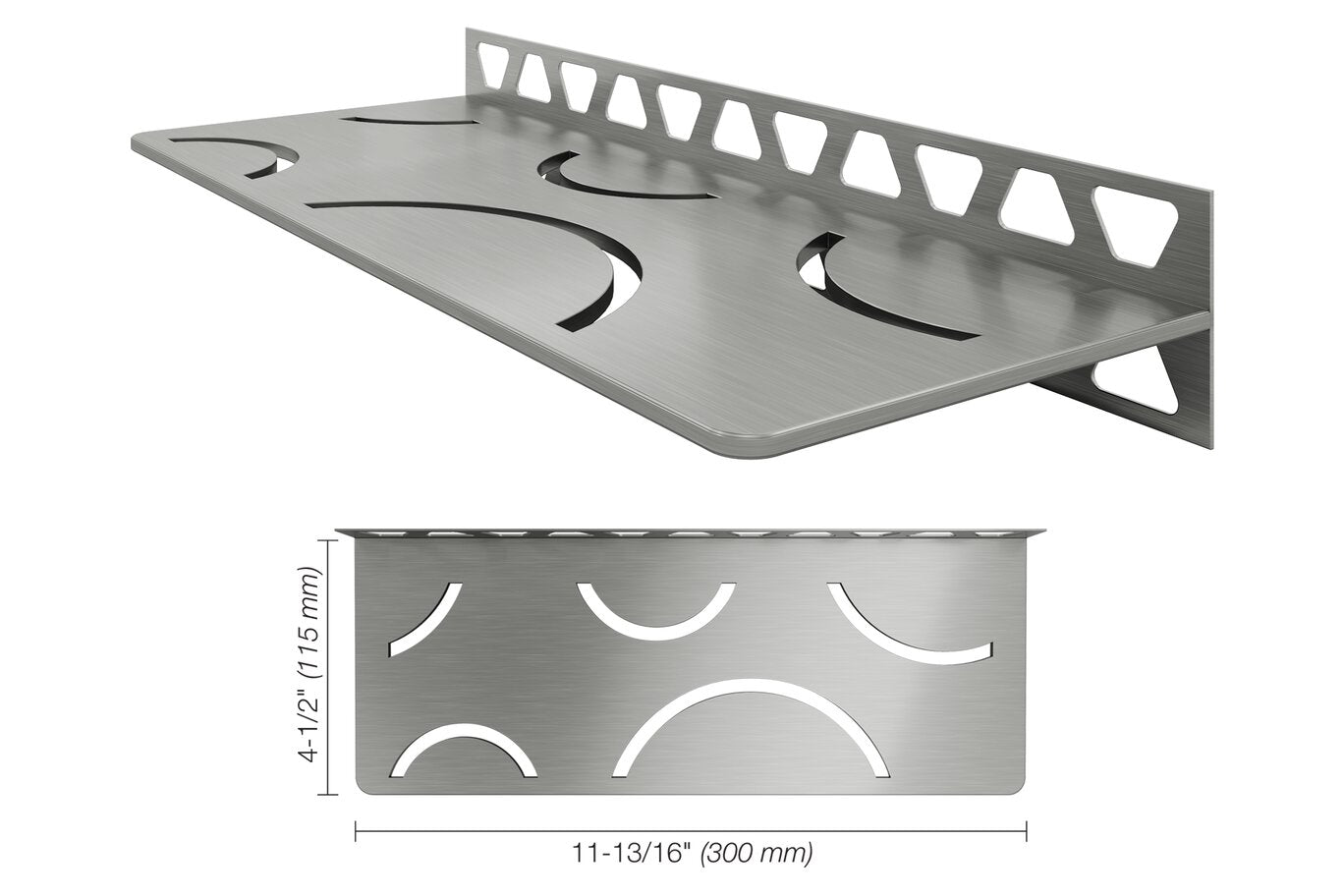 Schluter® SHELF RECTANGULAR WALL CURVE Brushed Stainless Steel