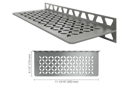 Schluter® SHELF RECTANGULAR WALL FLORAL Brushed Stainless Steel