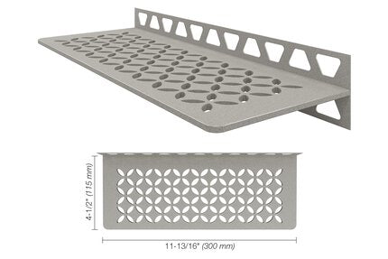 Schluter® SHELF RECTANGULAR WALL FLORAL Stone Grey