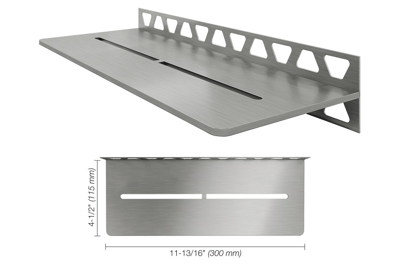Schluter® SHELF RECTANGULAR WALL PURE Brushed Stainless Steel