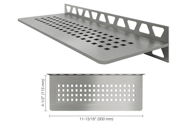 Schluter® SHELF RECTANGULAR WALL SQUARE Brushed Stainless Steel