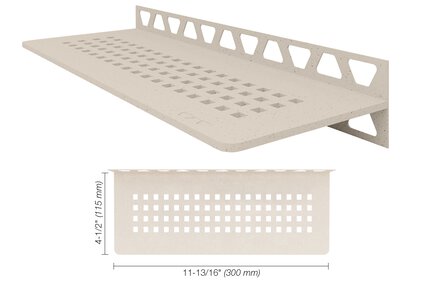Schluter® SHELF RECTANGULAR WALL SQUARE Ivory