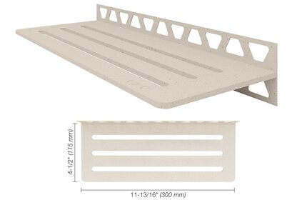 Schluter® SHELF RECTANGULAR WALL WAVE Ivory
