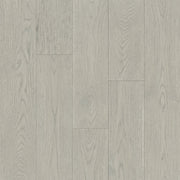 Snowflake engineered white oak swatch, pale grey-washed planks