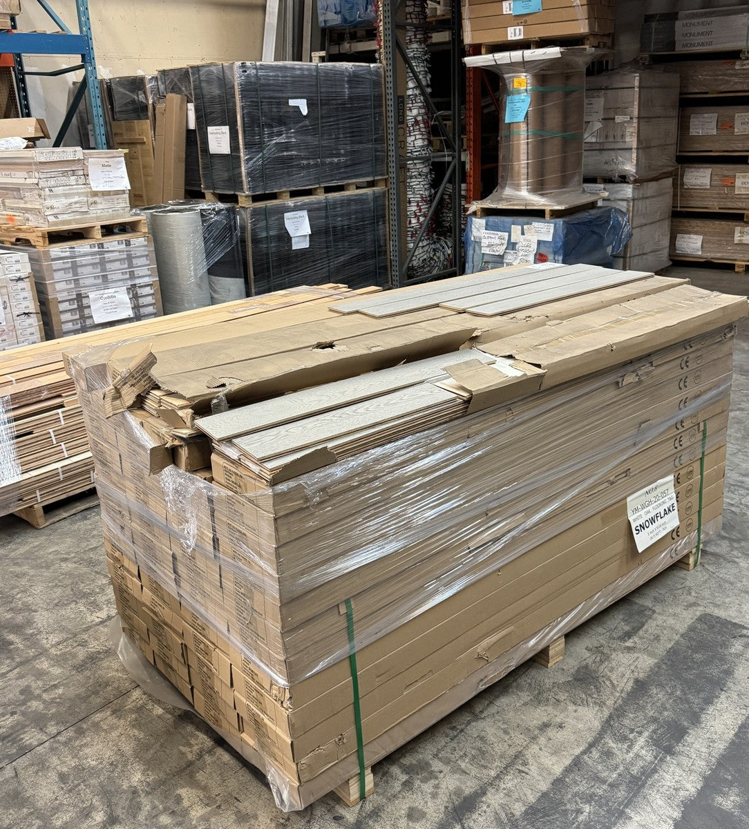 The full Snowflake overstock lot on its pallet