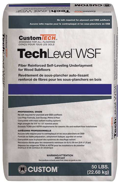 TechLevel™ WSF – Fiber Reinforced Self-Leveling Underlayment for Wood Subfloors (50lb)