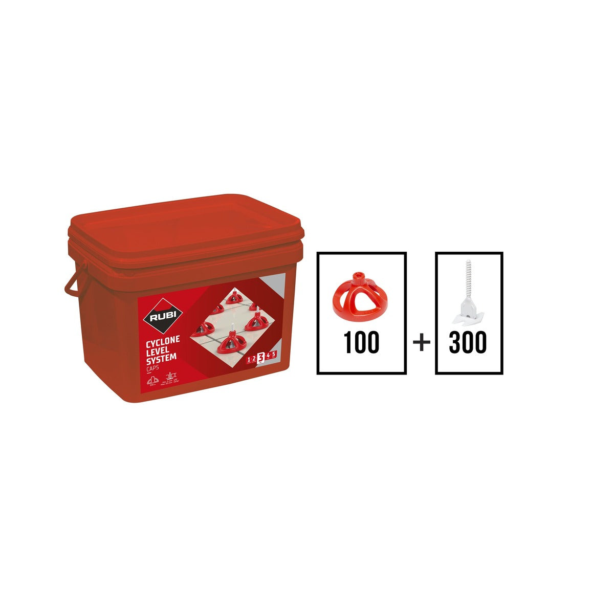 Rubi Cyclone Tile Leveling System Kit 1/16" (100 Caps + 300 Bases)