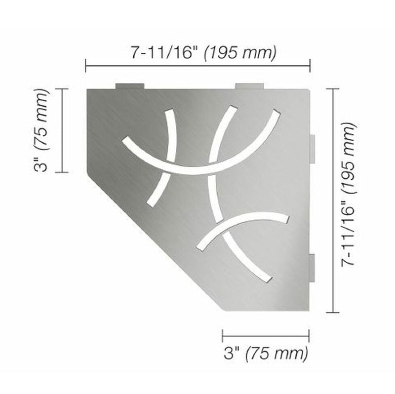 Schluter Shelf E Pentagonal Curved Corner (Brushed Stainless Steel) - Accessories - Schluter